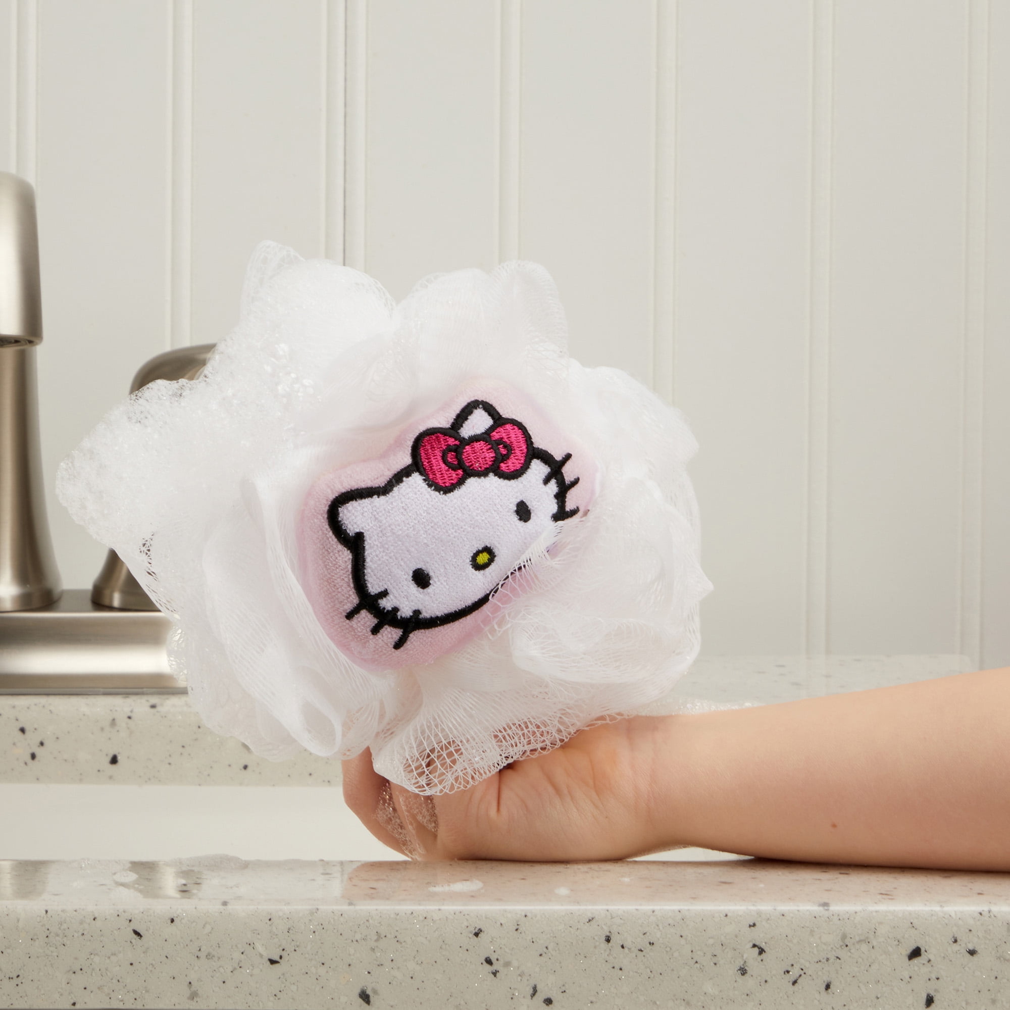 (6 pack) Hello Kitty Kids Bath Loofah Pouf, Pink