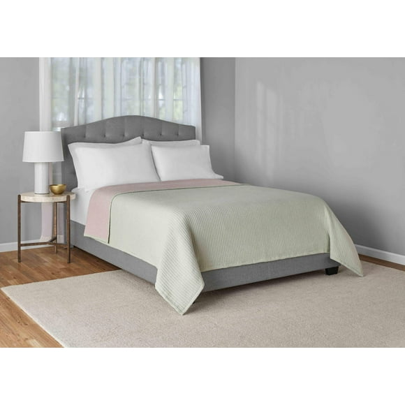Couette matelassée Mainstays Garment Wash pour adulte, verte, très grand lit, 1 pièce