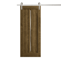 Modern Barn Door 18 x 80 inches | Ego 5014 Marble Oak | 6.6FT Silver Rail Track Heavy Hardware Set | Solid Panel Interior Doors