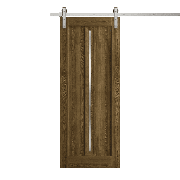 Modern Barn Door 18 x 80 inches | Ego 5014 Marble Oak | 6.6FT Silver Rail Track Heavy Hardware Set | Solid Panel Interior Doors