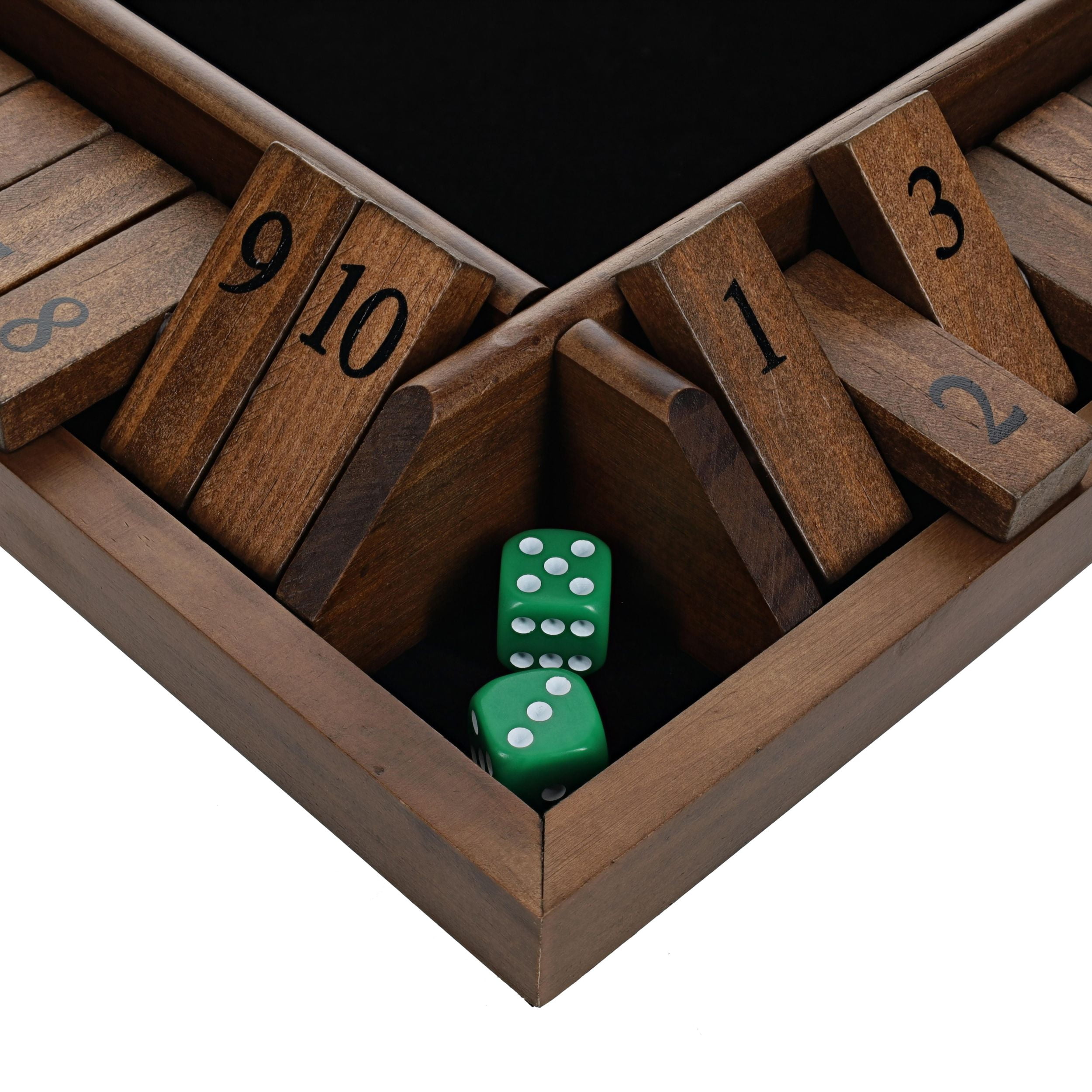 WE Games 4 Player Shut The Box Dice Game Solid Hardwood Walnut Stained 14 in.