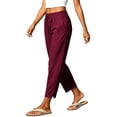 thumbnail image 4 of LEAVINGSUO Linen Pants for Women Summer Casual Drawstring Elastic Waist Pant Loose Wide Leg Button Trousers With Pockets Hot Pink XL, 4 of 8