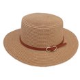 thumbnail image 1 of 56-58 cm circunferencia del sombrero sombrero de paja superior plano sombrilla de verano para mujer sombrero con hebilla de cinturón sombrero para sol de playa, 1 of 5