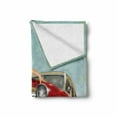thumbnail image 2 of Pin up Girl Soft Flannel Fleece Throw Blanket, Short Dutch Haircut Style Brunette Lady Standing in Front of a Brand New Car, Cozy Plush for Indoor and Outdoor Use, 70" x 90", Multicolor, by Ambesonne, 2 of 6