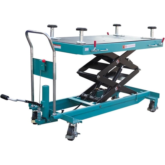 HPDMC 2200LB Hydraulic Lift Platform - 1 Ton Electric Vehicle Battery Repair Stand - Mobile Scissor Lift Table with Insulated Floating Tray & PU Casters for Auto Repair Shop