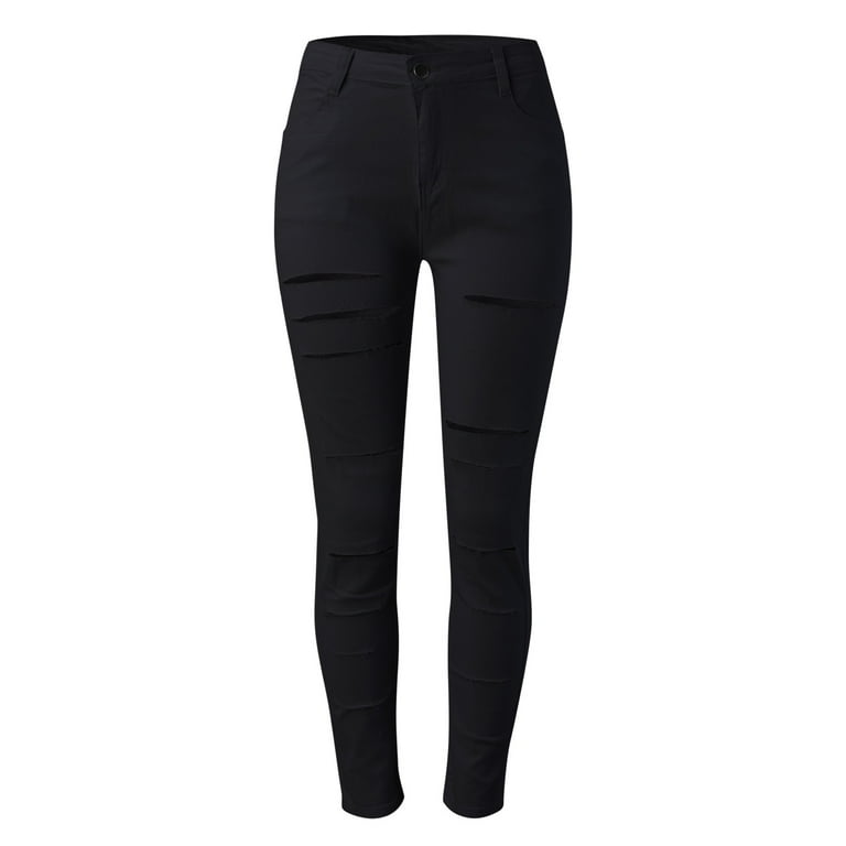 PLLFRLRT Black Jeans Womens Ripped Jeans High Waisted Stretchy