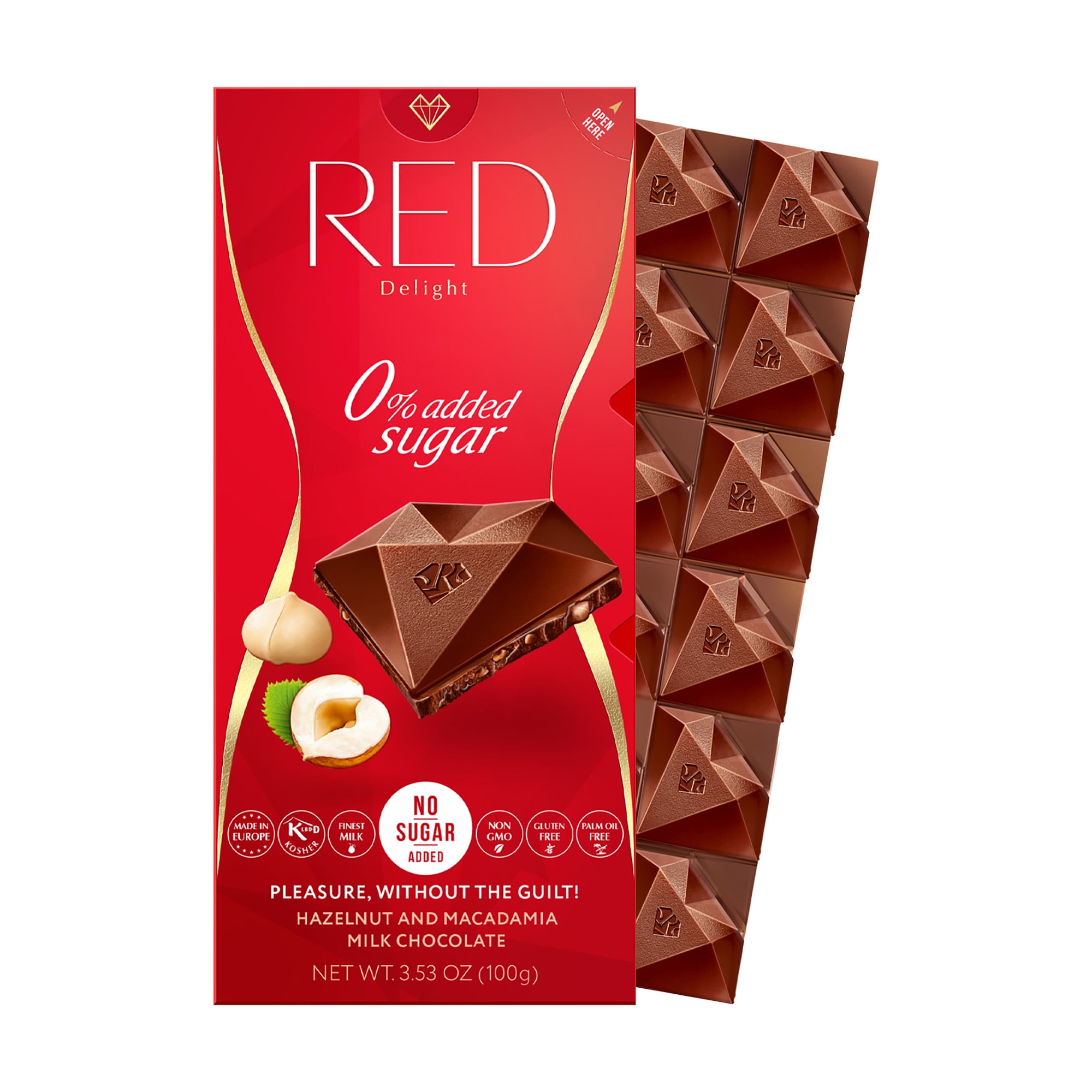 RED Delight Hazelnut and Macadamia Milk Chocolate Full Size Bars (3.53 Ounces Each)