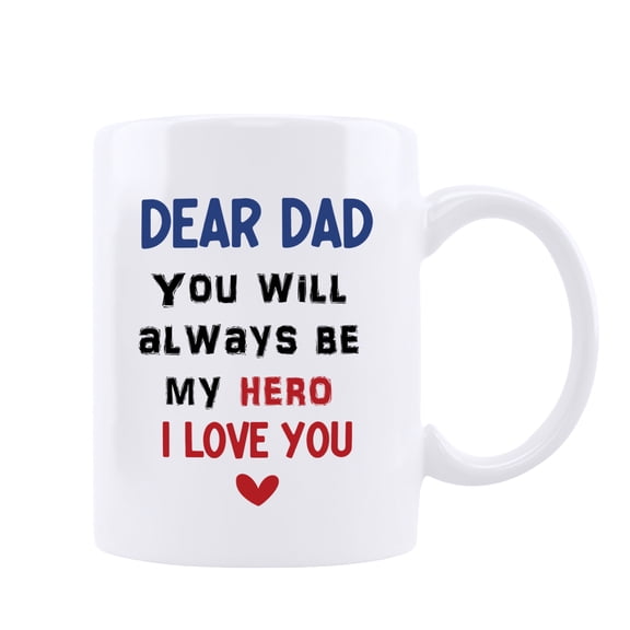 Qiushi Dad Gifts from Daughter Ceramic Coffee Mugs for Fathers Day Birthday Ideas White