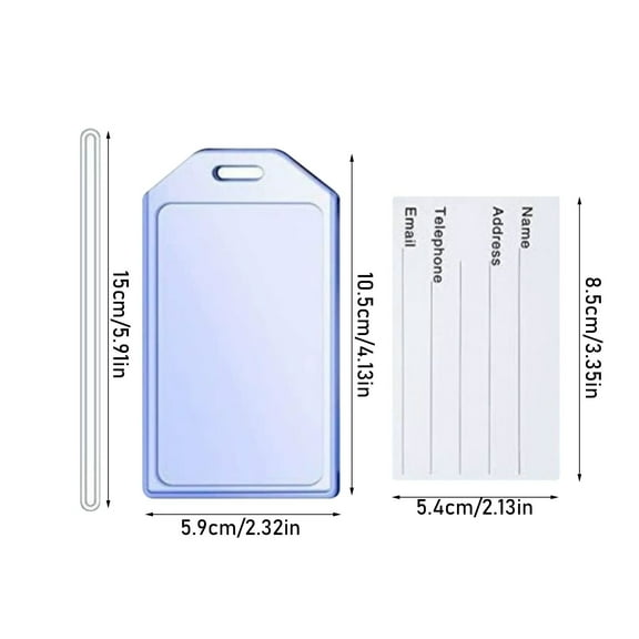 Luggage Tag-Hanging Decorations-Rigid Luggage Tag Holders with 6" Worm Loops Hard Plastic Suitcase Id Tag Identifiers with Business Card Insert Window By