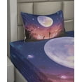 thumbnail image 2 of Ambesonne Fantasy Fitted & Top Sheet Set with Sham, Dog Under Huge Moon, Navy Coral, 2 of 4