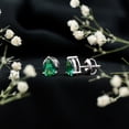 thumbnail image 5 of Rosec Jewels Pear Shape Created Emerald Solitaire Stud Earrings (5X7 mm, 1.4 CT), 14K White Gold, 5 of 8