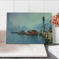 thumbnail image 2 of Country Cutting Board, View of a Misty Morning at the Harbor with Boats and Birds in Old Fishing Town Art, Decorative Tempered Glass Cutting and Serving Board, Small Size, Multicolor, by Ambesonne, 2 of 5
