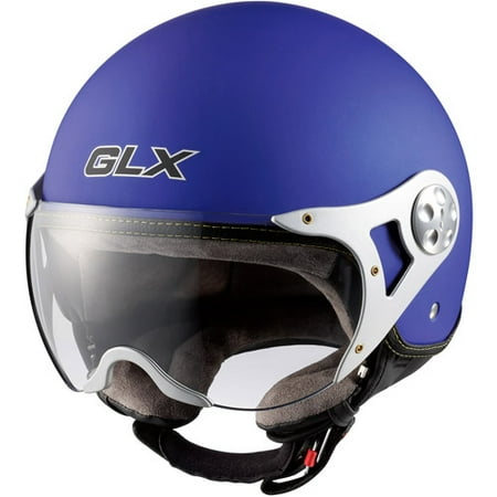 GLX DOT European Open Face Motorcycle Helmet, Matte Blue, M - Walmart.com