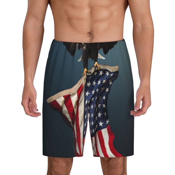 Fotbe American Flag Pantalones Cortos de Pijama para Hombre, Ropa de Dormir, Pantalones de Pijama Cortos para Hombre-Large