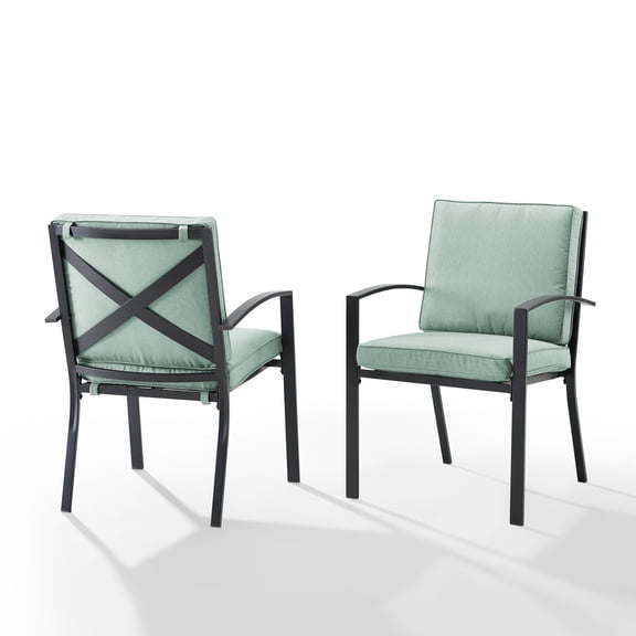 Crosley Furniture Kaplan Outdoor Fabric Dining Chair Set in Green (Set of 2)