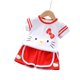 thumbnail image 2 of Hello Kitty nueva ropa para niños verano niñas lindo estampado de gato de dos piezas de algodón cuello redondo Camiseta + conjunto de pantalones cortos, 2 of 5