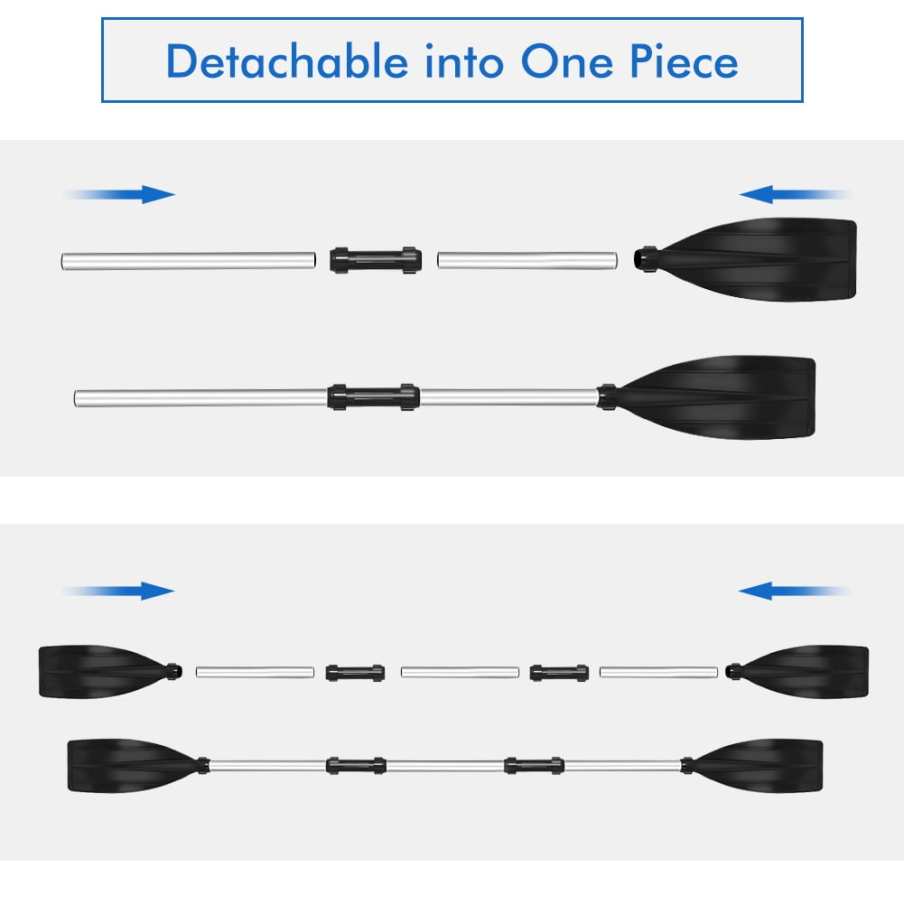 YOUTHINK 2Pcs Aluminium Alloy Detachable Lightweight Ribbed Kayak Paddles Boat Oars Kayak Paddle