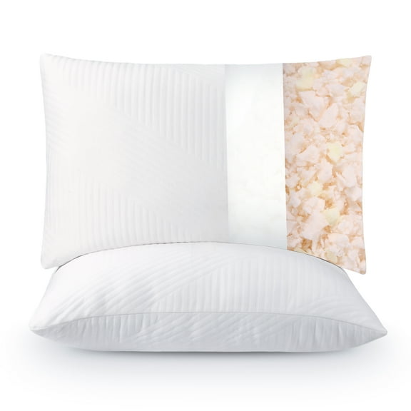 MaxKare Shredded Memory Foam Pillow 2 Pack Pillow for Bed, Side, Back and Stomach Sleepers, CertiPUR-US Certified 28"x20"