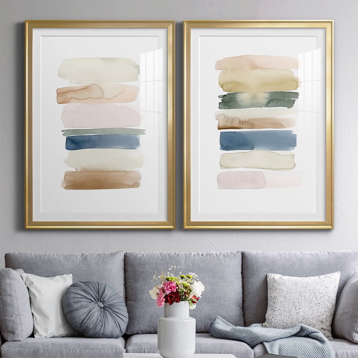 Wexford Home Faint Swatches I Premium Framed Print, 18.5" x 24.5" - Ready to Hang, Gold (Set of 2)