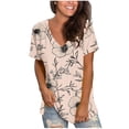 thumbnail image 7 of GaThRRgYP Trendy Short Sleeve V Neck Tops for Women,Women's Fashion Printed Camisole Short Sleeve T-shirt Loose Tank V-Neck Tops Khaki XXL, 7 of 7