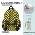 thumbnail image 5 of Yellow and Black Checkerboard Backpack for School,Cute School Bag,Schoolbag with Adjustable Shoulder Straps & Padded Back,15.25"x11.5"x5.25", 5 of 6