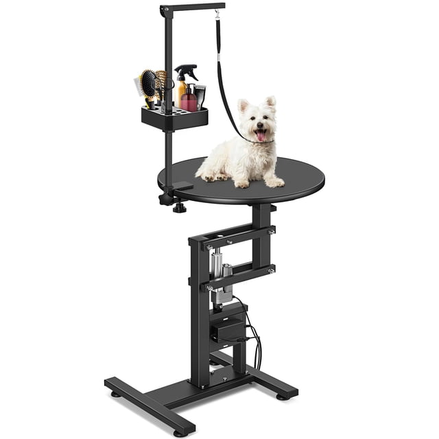 BeesClover 24 in Professional Electric Dog Grooming Table–Height Adjustable Pet Grooming Station with Non-Slip Tabletop,Tool Organizer&USB/AC Power Outlet, for Small Dogs & Cats