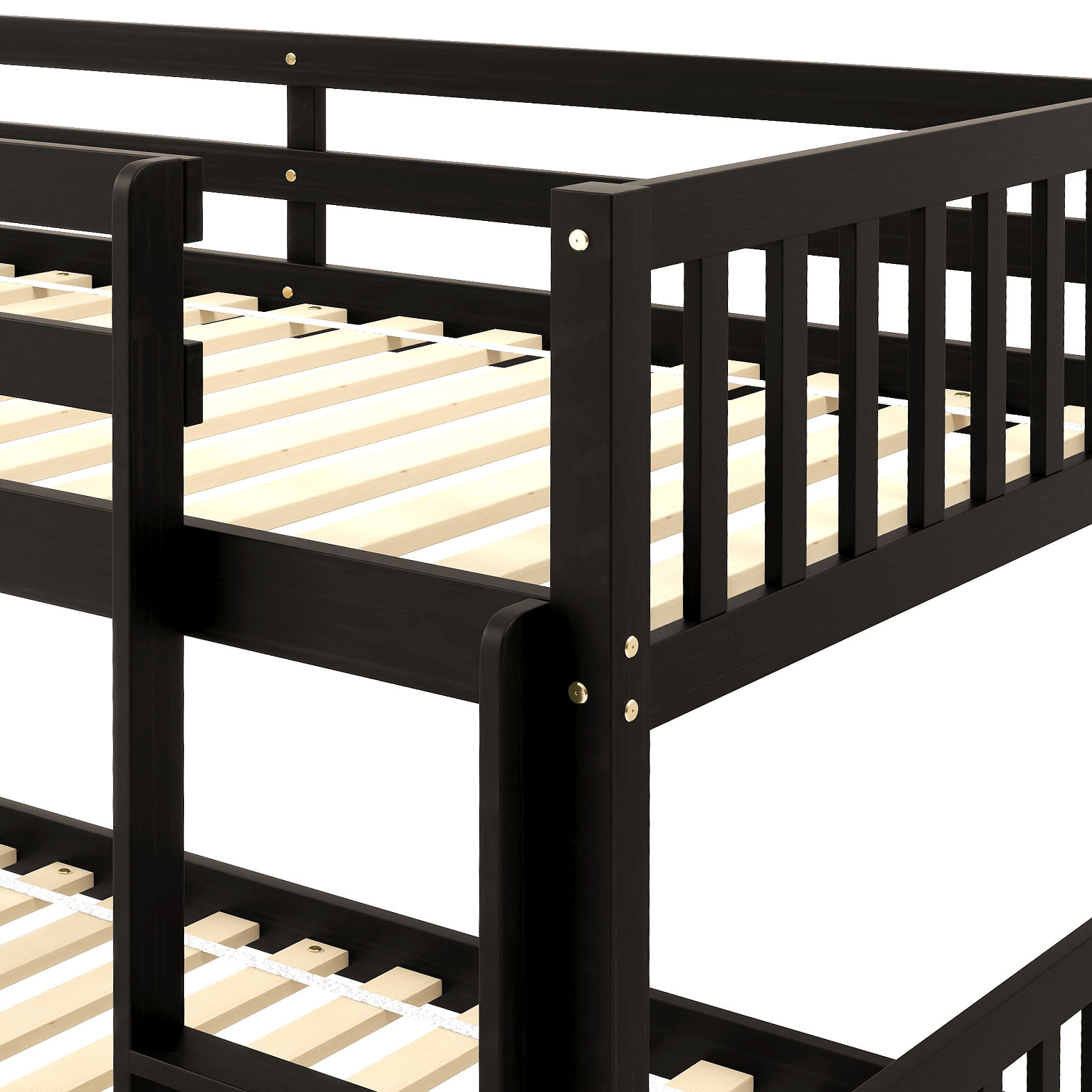 Modern and Minimalist Style Twin Size Wooden Bunk Bed with Ladder and A Trundle, Espresso - image 4 of 5