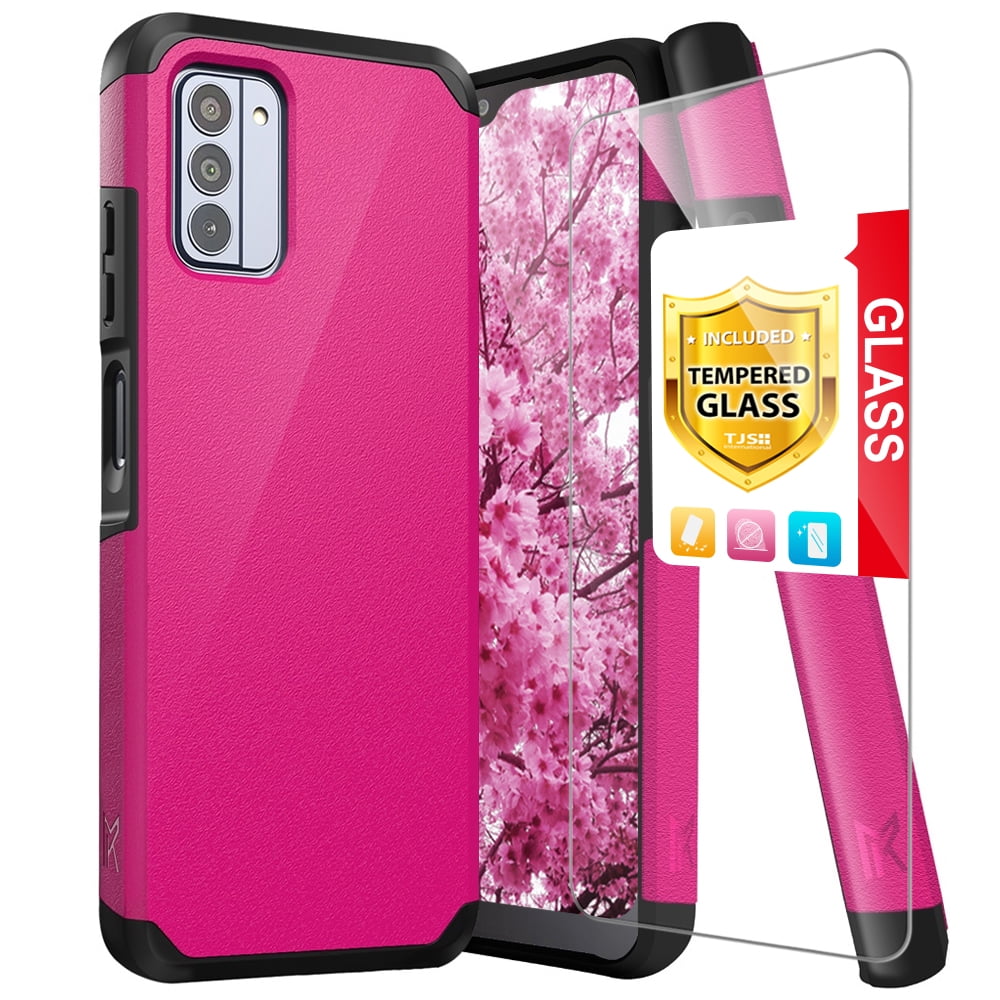Shockproof Case With Magnetic Ring Holder & Tempered Glass For Nokia G300