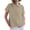 A27 Khaki, variant on Women's Peter Pan Collar Button Down Shirts Short Sleeve Linen Cotton Blouses Summer Casual Pockets Vintage Loose Fit Solid Cute Fashion Tops