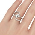 thumbnail image 5 of Bow Jewelry Two Stone Bypass Engagement Rings - 2.46 Ct Moissanite Oval Cut Engagement Rings - 14K White Gold Plated Wedding Anniversary Ring - 2 Stone Engagement Wedding Toi Et Moi Rings, 5 of 8