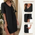 thumbnail image 4 of TEMOFON Summer Dresses for Women Ruffle Short Sleeve V Neck Casual T Shirts Dresses with Pockets Sundress, 4 of 8