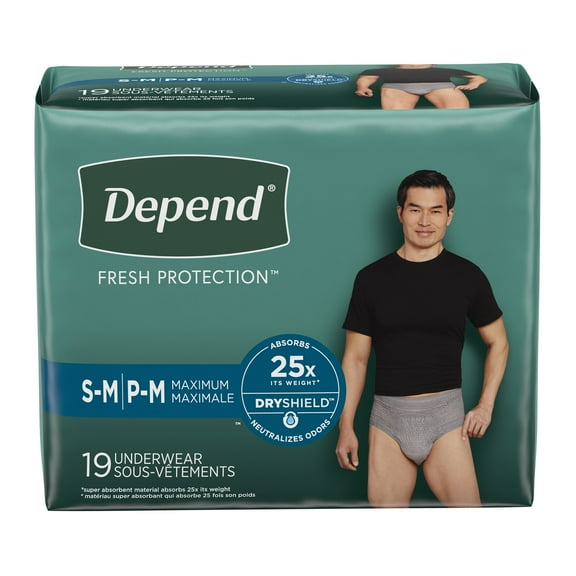 Depend Adult Absorbent Underwear Male Pull On, Disposable, Heavy Absorbency, Case of 38, Small / Medium