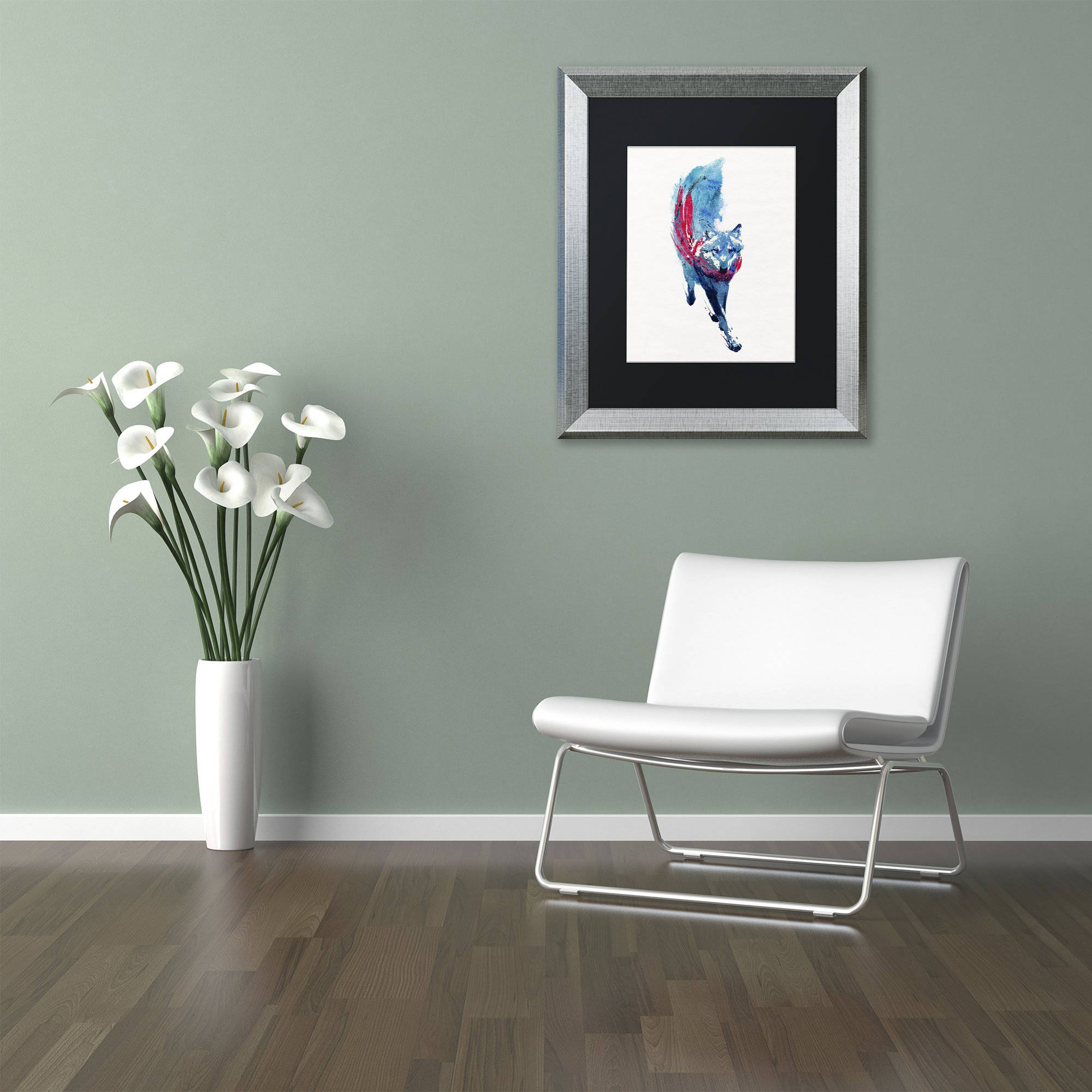Trademark Fine Art 'Lupus Lupus I' Canvas Art by Robert Farkas, Black Matte, Silver Frame