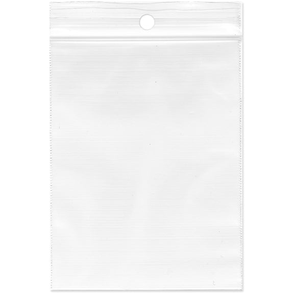 Plymor 3" x 4" (Pack of 500), 2 Mil with Hang-Hole Zipper Reclosable Plastic Bags