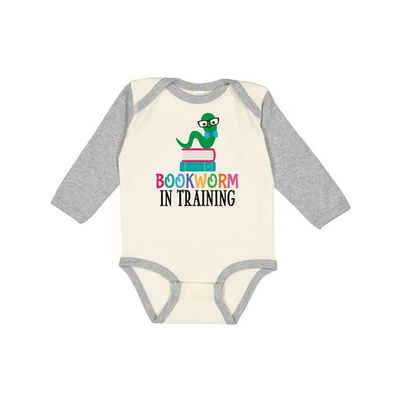 Inktastic Bookworm in Training Reading Boys or Girls Long Sleeve Baby Bodysuit