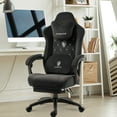 thumbnail image 3 of GOOSEA Fabric Gaming Chair with Heated Massage Lumbar Support, Big and Tall Game Chair for Adults, High Back PC Chair with Pocket Spring Cushion and Footrest, Black, 3 of 10