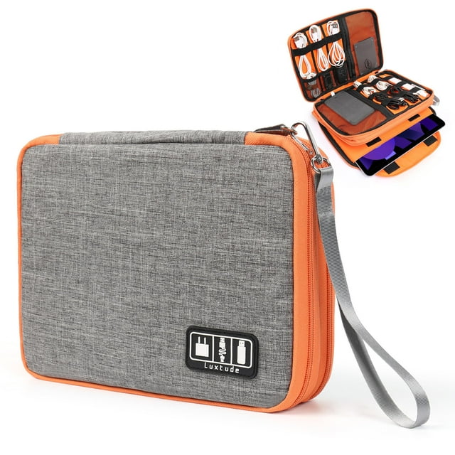Funda organizadora de cable de viaje Luxtude, grande, con 2 capas de nailon