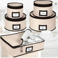 thumbnail image 7 of China Storage Containers 5-Piece Set Moving Boxes for Dinnerware, Glasses, Plates, Mugs and Saucers Sturdy Quilted Microfiber Dish Organizer with Dividers for Seasonal Storage - Holds Set of 12, 7 of 7
