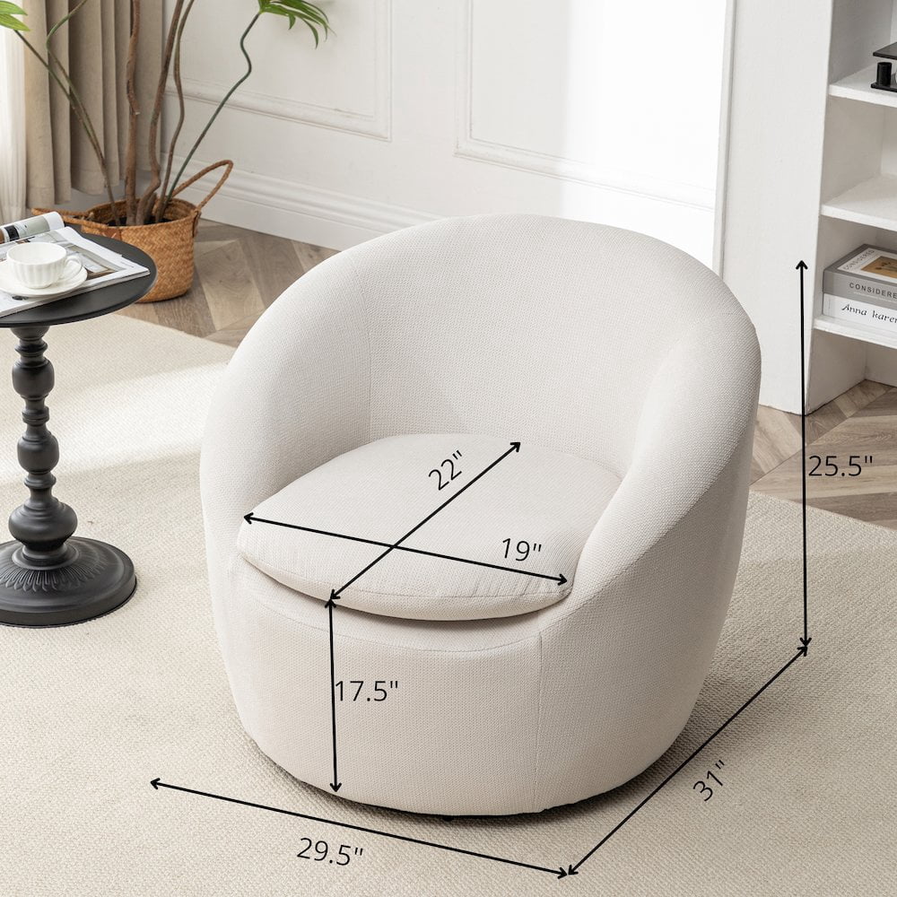 Roundhill Furniture Winnie Modern Barrel Chair, 360° Swivel