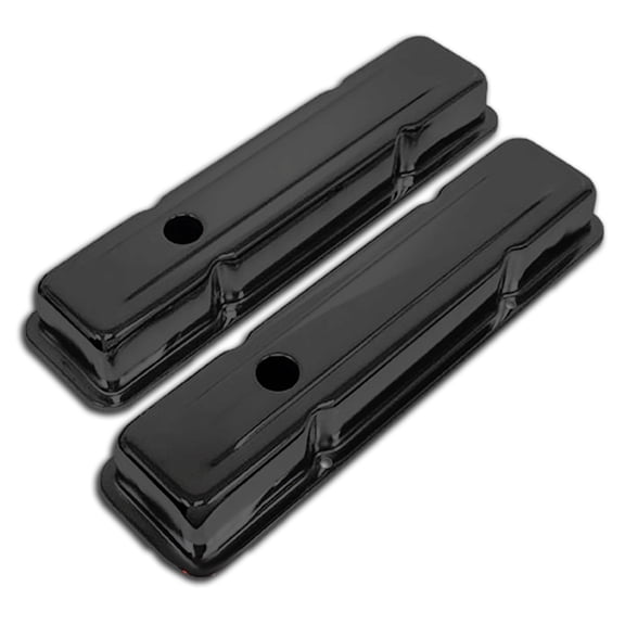 For 58-86 Chevy SB 283 305 327 350 400 Short Steel Valve Covers Edp Black