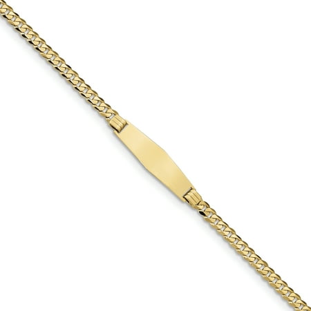 - 14kt Yellow Gold Curb Link Soft Id Bracecet Bracelet Fine Jewelry For Women Gift Set