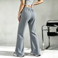 thumbnail image 4 of Stralyhd Wide Legs Pants Woman Casual Loose Fleece Flowy Pants Plaid Drawstring Trousers with Pockets Light Blue M, 4 of 5