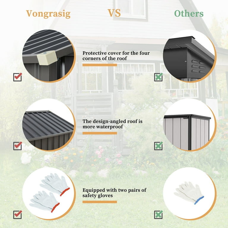 Sobaniilo 5x3x6FT Metal Garden Storage Shed, Lockable Door, Anti