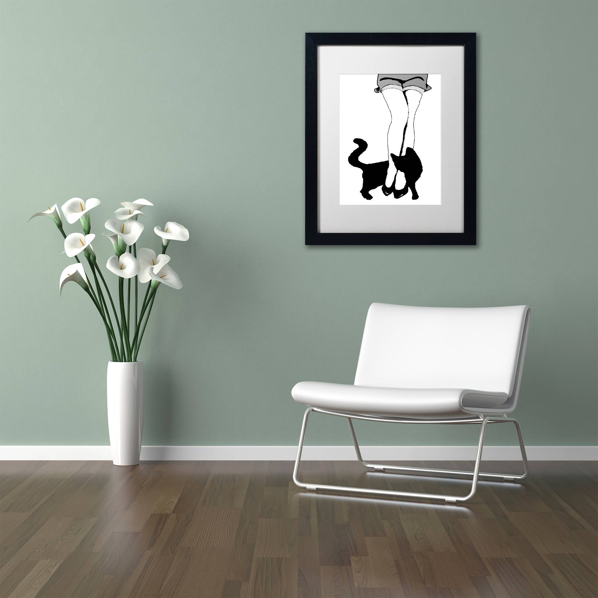 Trademark Fine Art "Black Cat" Canvas Art by Color Bakery White Matte, Black Frame