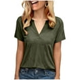 thumbnail image 2 of CHGBMOK Womens Summer Tops Short Sleeve Basic Casual V Neck T Shirts, 2 of 8