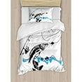 thumbnail image 3 of Ambesonne Fishing Big Pike Fish Catching Wobblers Reel Trap in River Raptorial Predator Print Duvet Cover Set, 3 of 3
