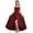 Wine, variant on CHEEREAM Teens Junior Bridesmaid Dresses Ruffle Slit Flower Dress For Girl Square Neck Spaghetti Strap Formal High Low Dresses For Kids