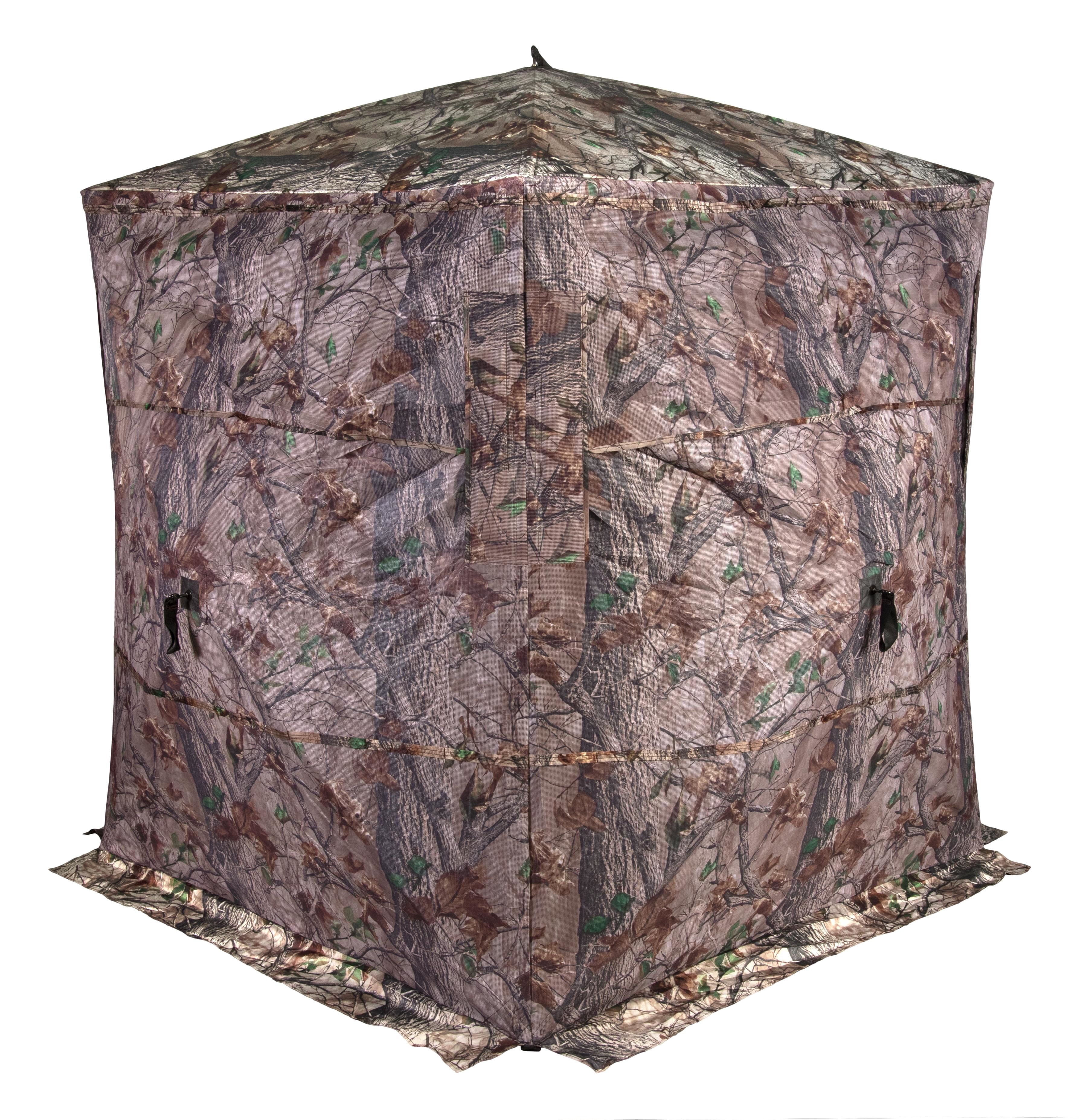 Muddy Outdoors Hunting Easy Set-Up Portable Concealable Black-Backed Water Resistant Epic Camo Prevue Ground Blind, 2 Person Blind