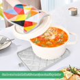 thumbnail image 3 of Yayeee Pot Holders Kitchen Heat Resistant with Pocket 7"x9.8" Cotton Oven Cooking Hot Pads, Purple Triangles, 3 of 7