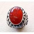 thumbnail image 2 of Carnelian Mans Ring, Natural Carnelian Gents Ring, Birthstone Silver Jewelry, 925 Silver Ring, Birthday Gift, Heavy Mens Ring, Arabic Design, Oxidized Mans Ring, Christmas, Turkey Mens Signet Ring, 2 of 6